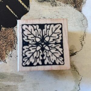 Foliage + Acorns Rubber Stamp - EUC